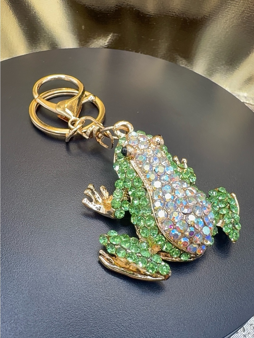 Crystal Frog Keychain - Green Rhinestone Reptile Charm